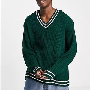 Unisex ASOS bottle green cable knit cricket sweater - XXL - barely worn!